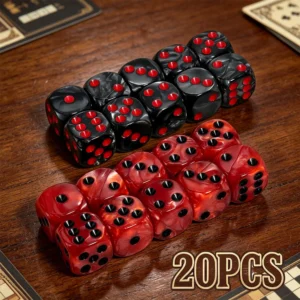 Black & Red D6 Dice — Set of 20