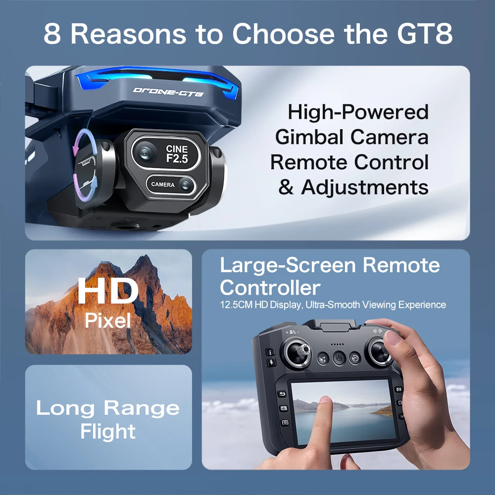 GT8 — Foldable Camera Drone with 4.3″ Screen Controller - Image 4